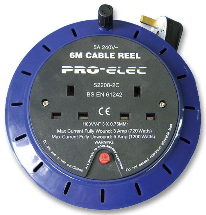 PRO ELEC 2ソケットカセット式リール 5A 6m