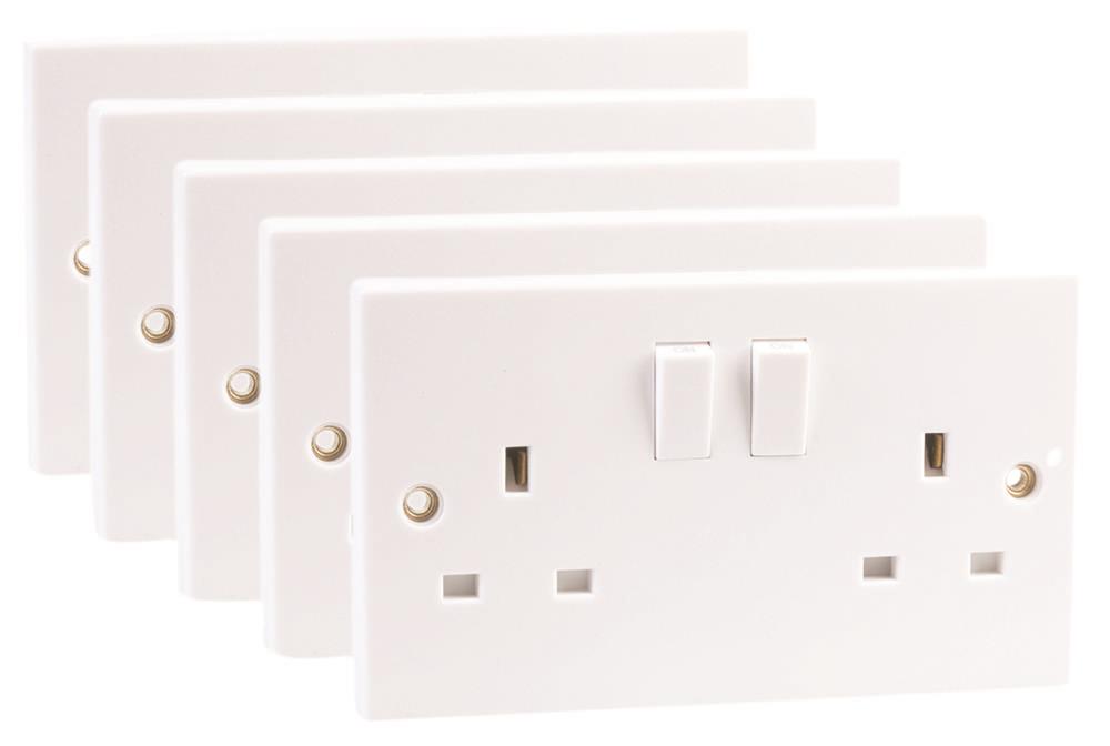 PRO ELEC Enchufe Múltiple con Interruptor, Blanco, 13A, Lote de 5