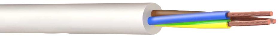 PRO ELEC 3-Core 3183B LSZH Mains Cable, White, 0.75mm², 100m