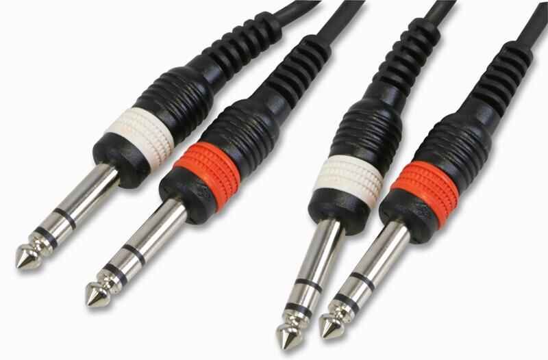 Pulse Cavo Stereo Jack 6.35mm (1/4”) Doppio Plug, 1.5m Nero