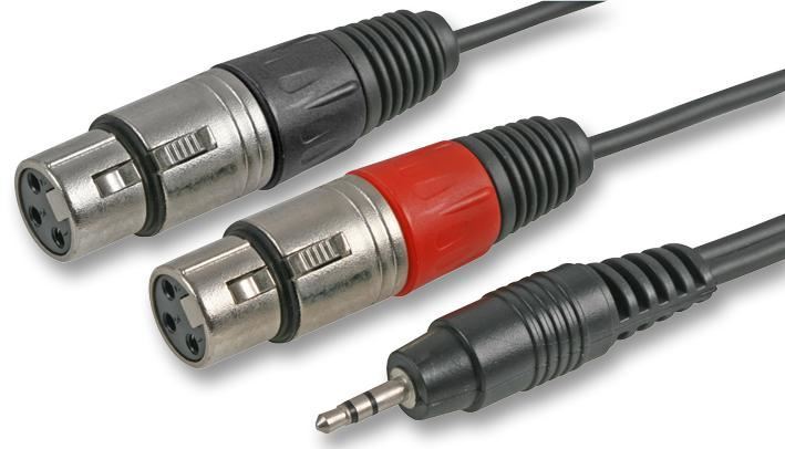 Pulse Cable Adaptador Jack Estéreo 3.5mm a 2x XLR, 3m, Negro