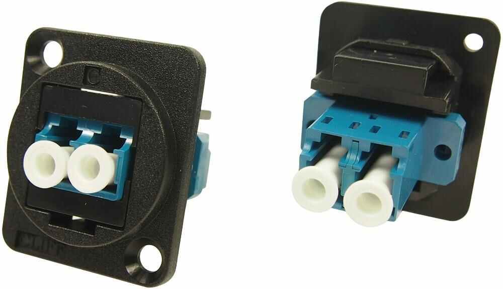 Cliff Electronic LC Duplex SM Panel Mount Connector, Black Plastic