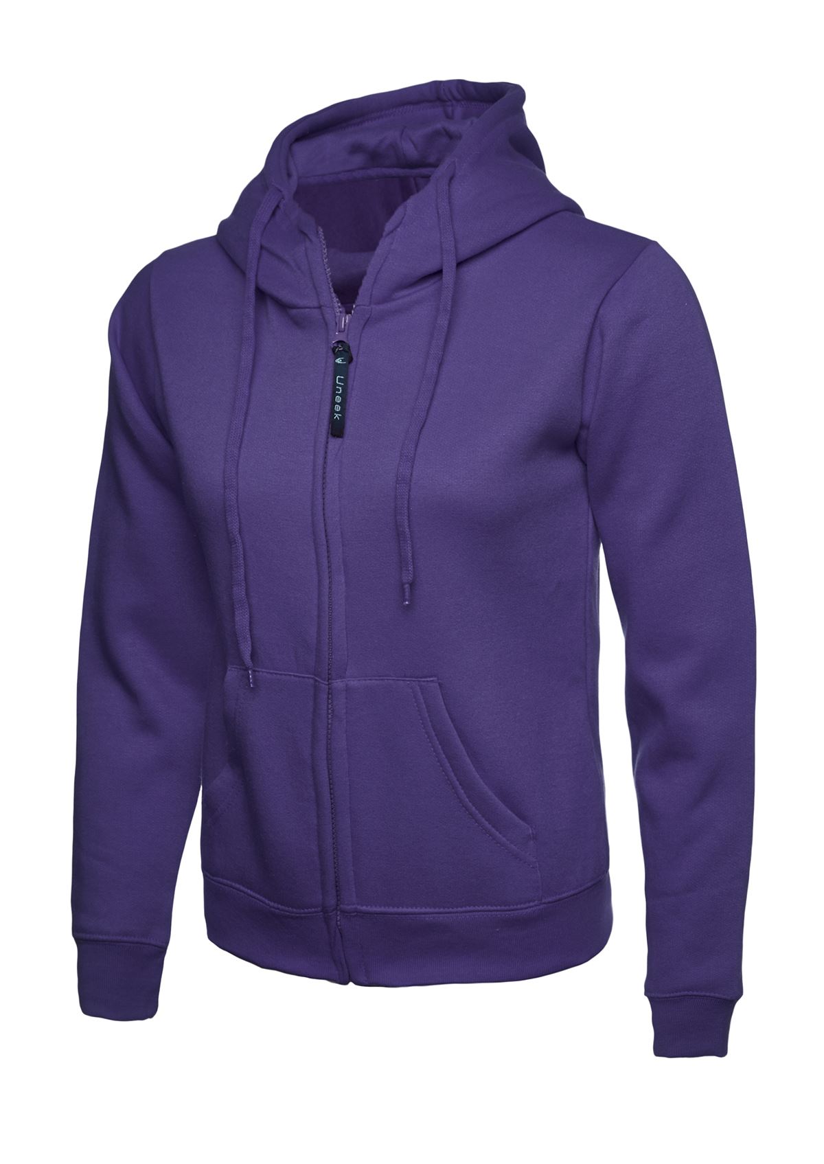 Uneek Women's Full Zip Hooded Sweatshirt, Purple, 3XL
