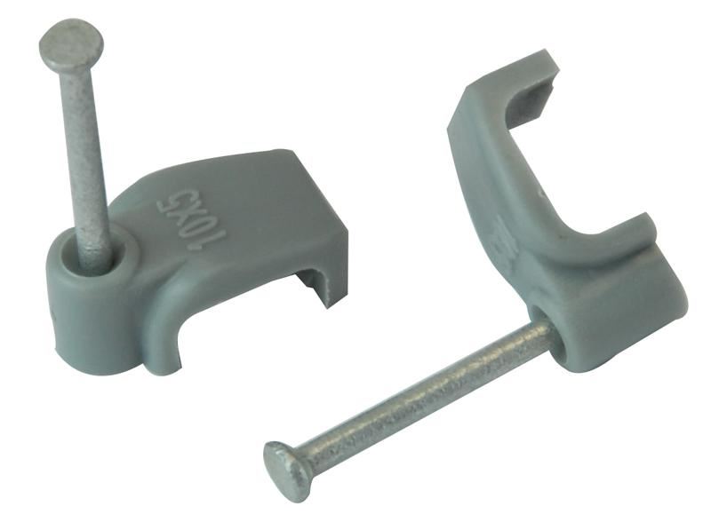 UNIFIX Flat Twin & Earth Cable Clips, 2.5mm, Grey (100 Pack)