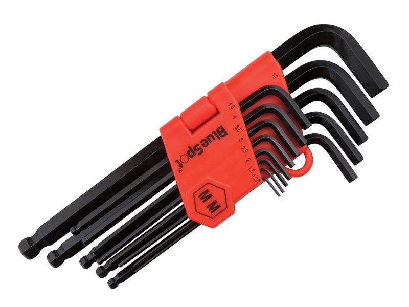 BlueSpot Long Arm Ball End Hex Key Set, 13-Piece, Chrome Vanadium Steel