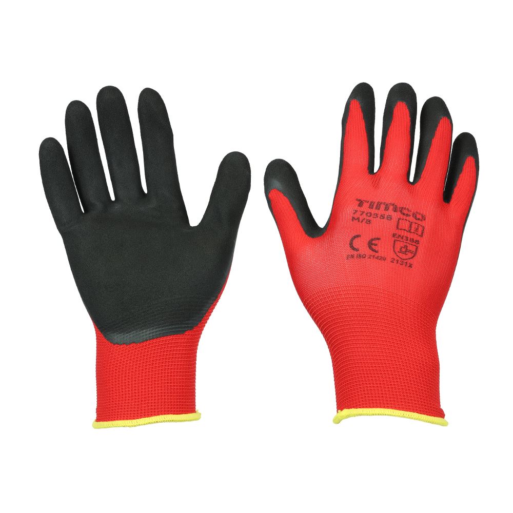 Timco Toughlight Grip Gloves - Sandy Latex Coated, Polyester Lined (Medium)