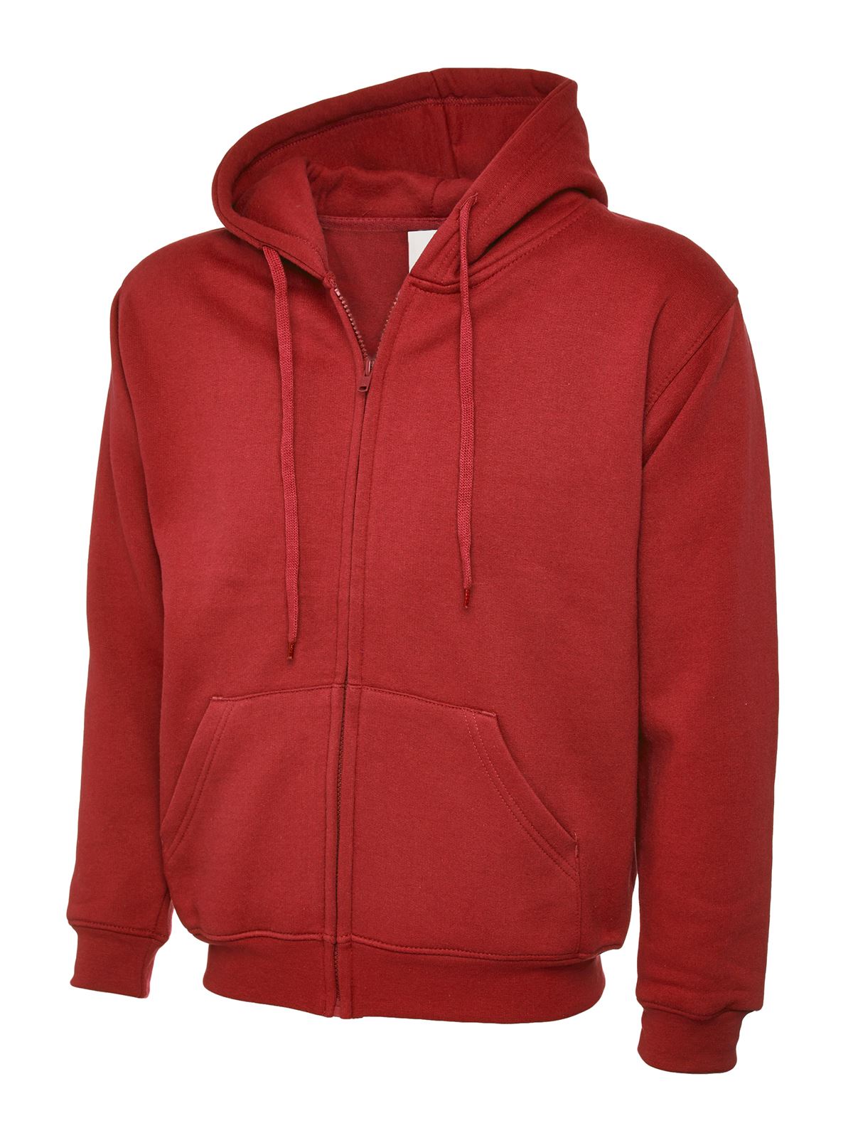 Uneek Unisex Full Zip Hooded Sweatshirt - 50% Cotton 50% Polyester - Red - XL