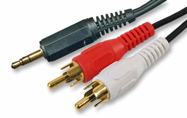 Pro Signal 3.5mm Stereo Jack to 2 RCA Plugs Lead, 1.8m, Black