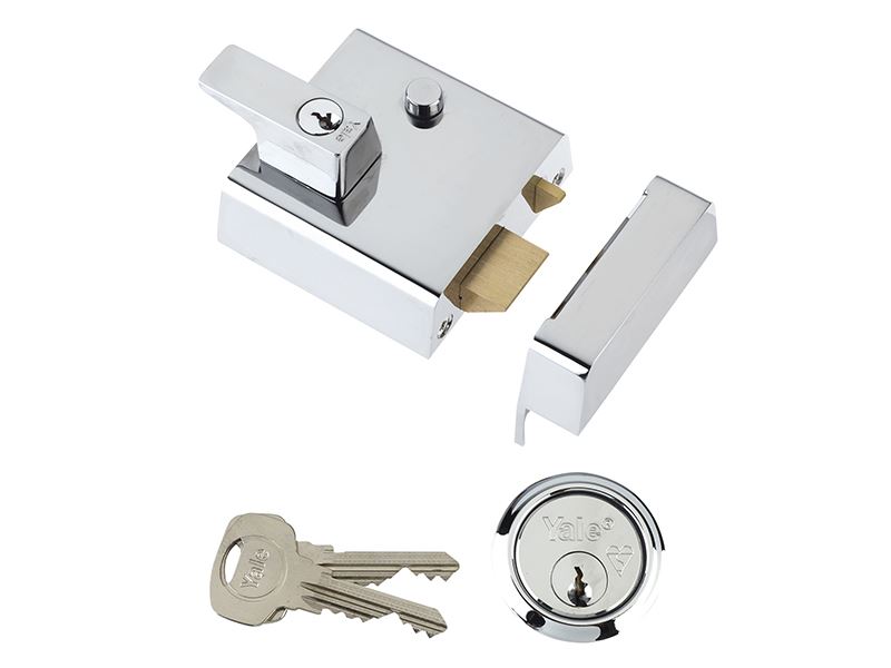 Yale P2 Double Security Nightlatch, 40mm Backset, Chrome