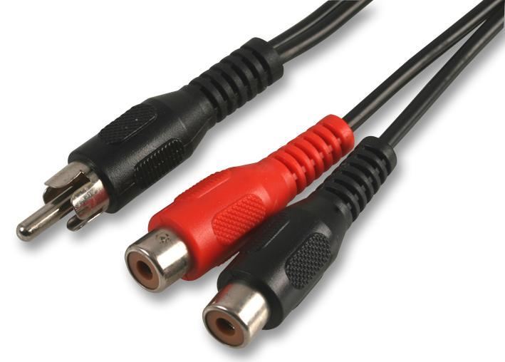 PRO SIGNAL - Kabel Phono (RCA) Lelaki ke 2x Perempuan, 50cm Hitam