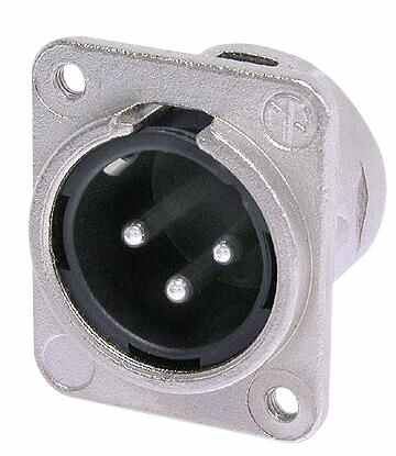 Connecteur XLR panneau NEUTRIK, 3 broches, fixation M3, plaqué argent