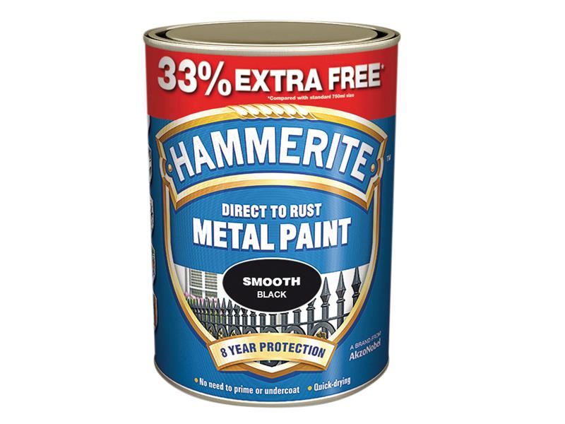 Hammerite Pintura para Metal Directa al Óxido - Negro Liso 750ml +33%