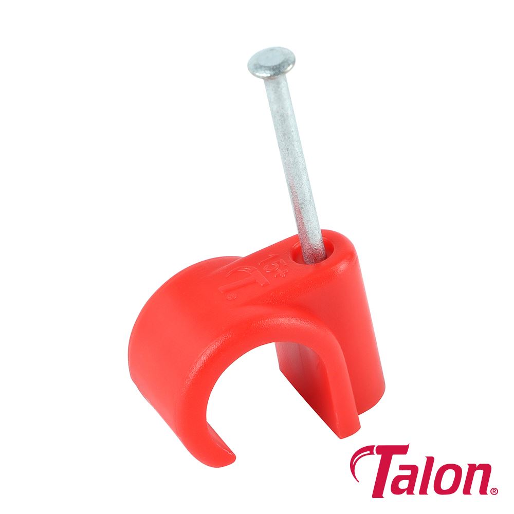 Talon Nail-in Pipe Clip, Polypropylene, Red, 15mm (100 Pack)