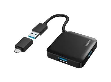 HAMA 4ポート USB 3.2 Gen 1ハブ 付属USB-Cアダプター