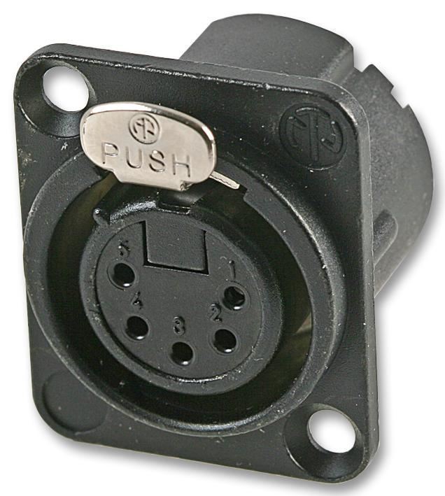 NEUTRIK - Soket XLR, 5 Kutub, Casis, Hitam