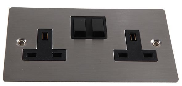 VOLEX Tomada Dupla 13A com Interruptor Bipolar, Aço Inoxidável Escovado