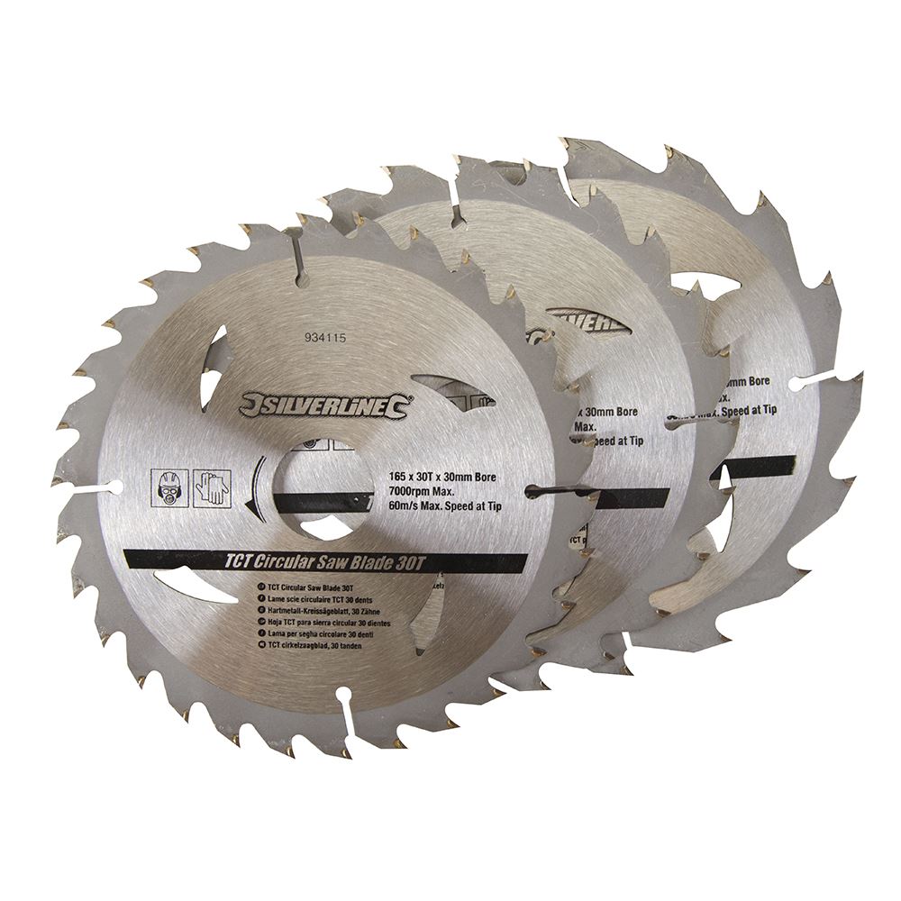 Silverline TCT Circular Saw Blades, 3pk (16, 24, 30 Teeth)