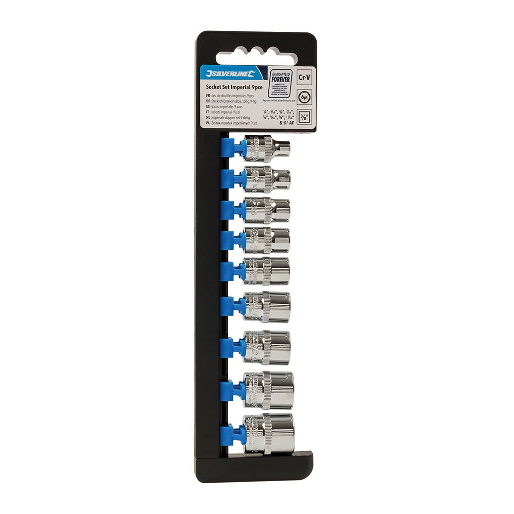 Silverline Steeksleutelset met 3/8” aandrijving, 9-delig (1/4” - 3/4”)