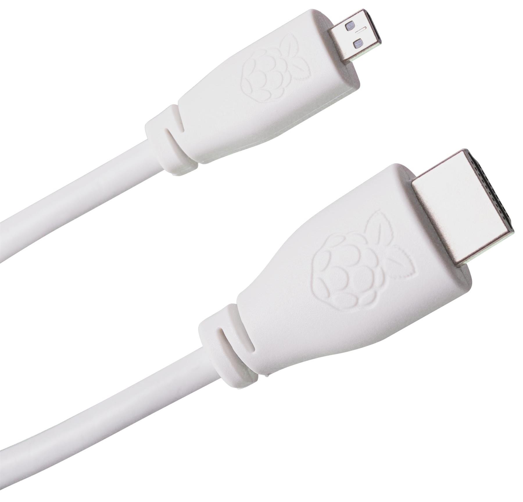 Raspberry Pi 4 Micro HDMI to HDMI Cable, 1m, White