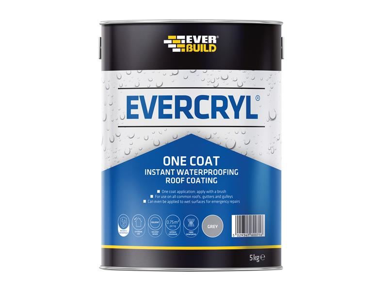 Everbuild EVERCRYL One Coat Grey Roof Repair, 5kg
