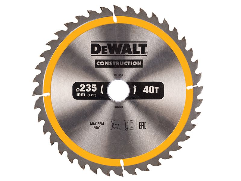 Dewalt Hoja de Sierra Circular Construcción 235mm 40T