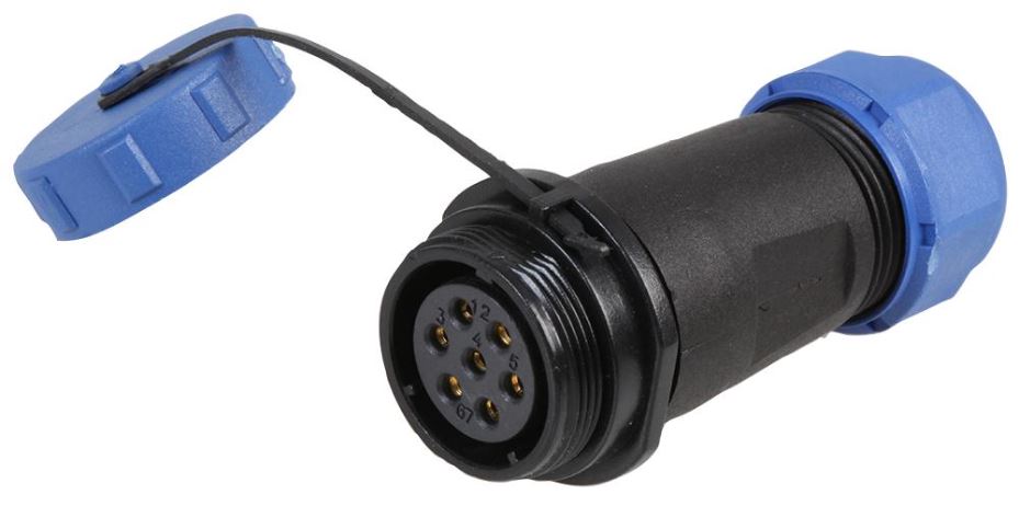 PRO ELEC - Soket Penyambung Berulir Bulat Tersepit, 7-Dawai, 7-12mm, IP68