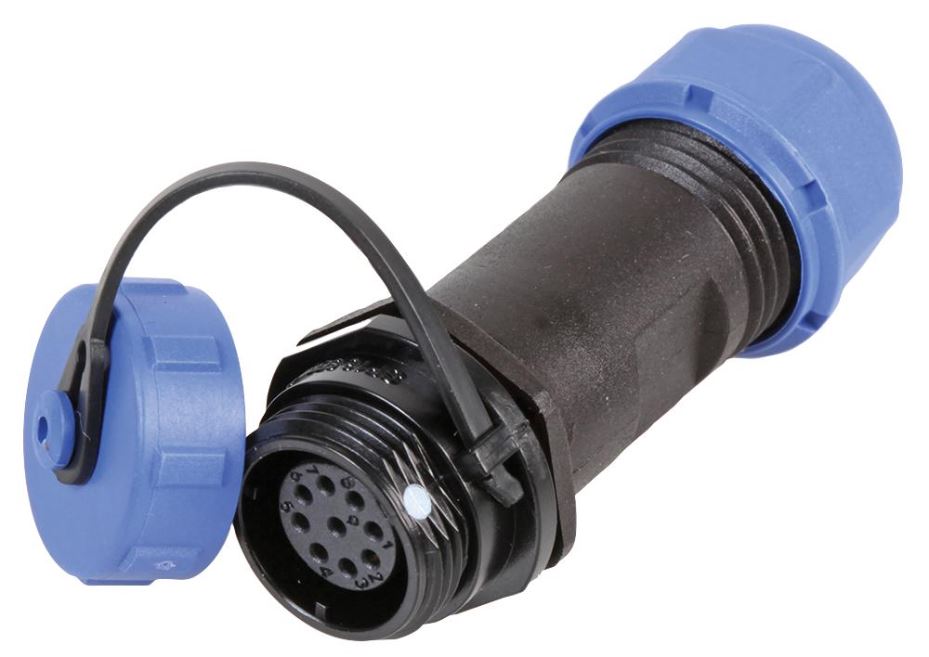 PRO ELEC Enchufe Circular de 9 Polos Roscado, IP68, Cable 5-8mm