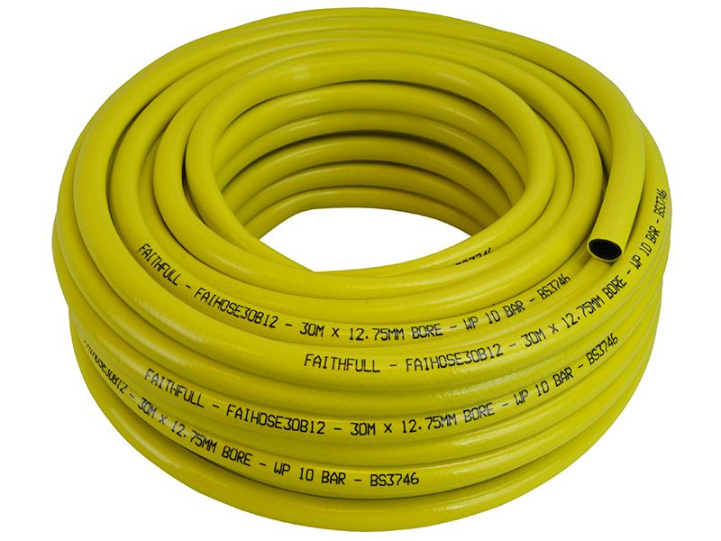 Faithfull Tubo da Costruzione Rinforzato Professional 30m Giallo 12,5mm