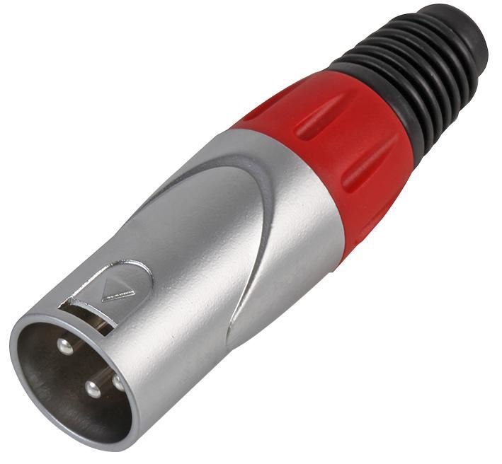 Pulse XLR Plug, 3-Poll, Airgid/Dearg, Nickeil Pláitithe