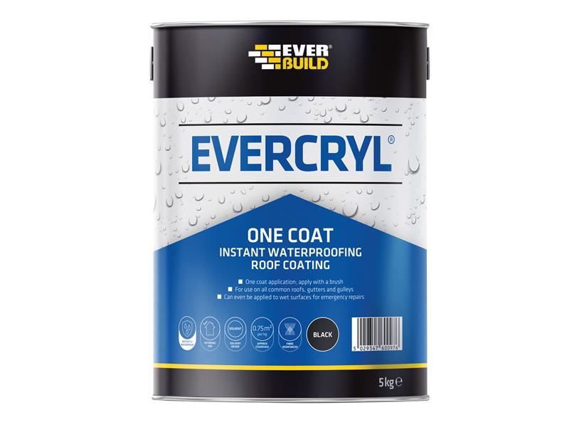 Everbuild Sika EVERCRYL® One Coat Roof Repair, Black, 5kg