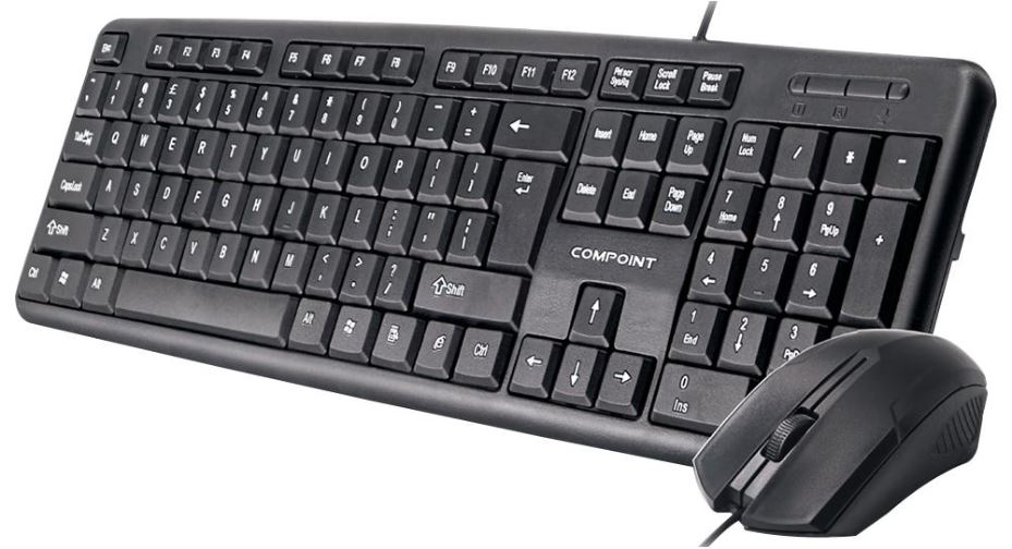 COMPOINT Kabelová USB klávesnice a myš, černá, UK rozložení