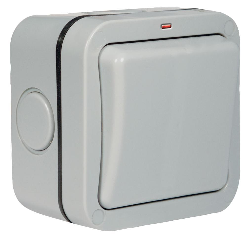 Interrupteur extérieur unipolaire 20A BG ELECTRICAL avec voyant néon