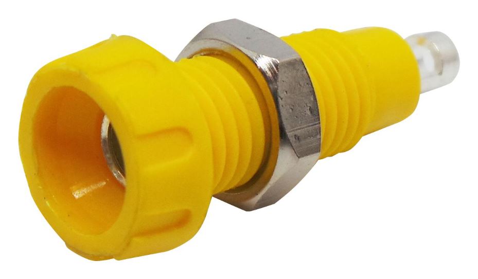 DELTRON 4mm Panelový konektor žlutý, 10A, pájecí zakončení
