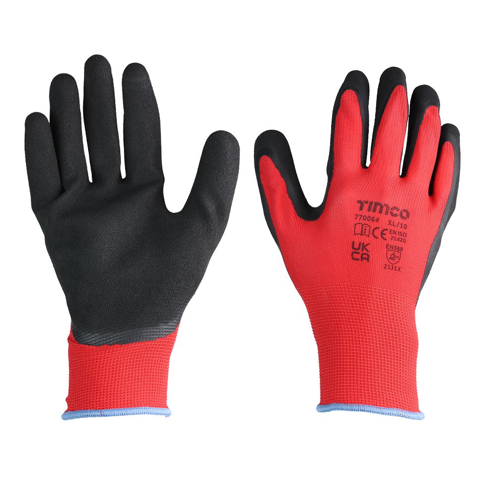 Timco Toughlight Grip Handschoenen - Zandlatex Gecoate, Polyester, Verpakking 5