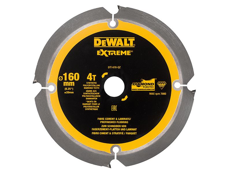 DEWALT להב מסור יהלום PCD לפיבר מלט, 160 מ״מ x 20 מ״מ, 4 שיניים