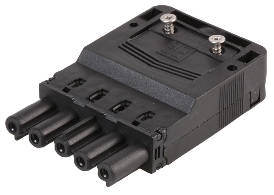 Scolmore 5極プッシュフィット照明用コネクターソケット（FSSR45KF）250VAC 20A ブラック