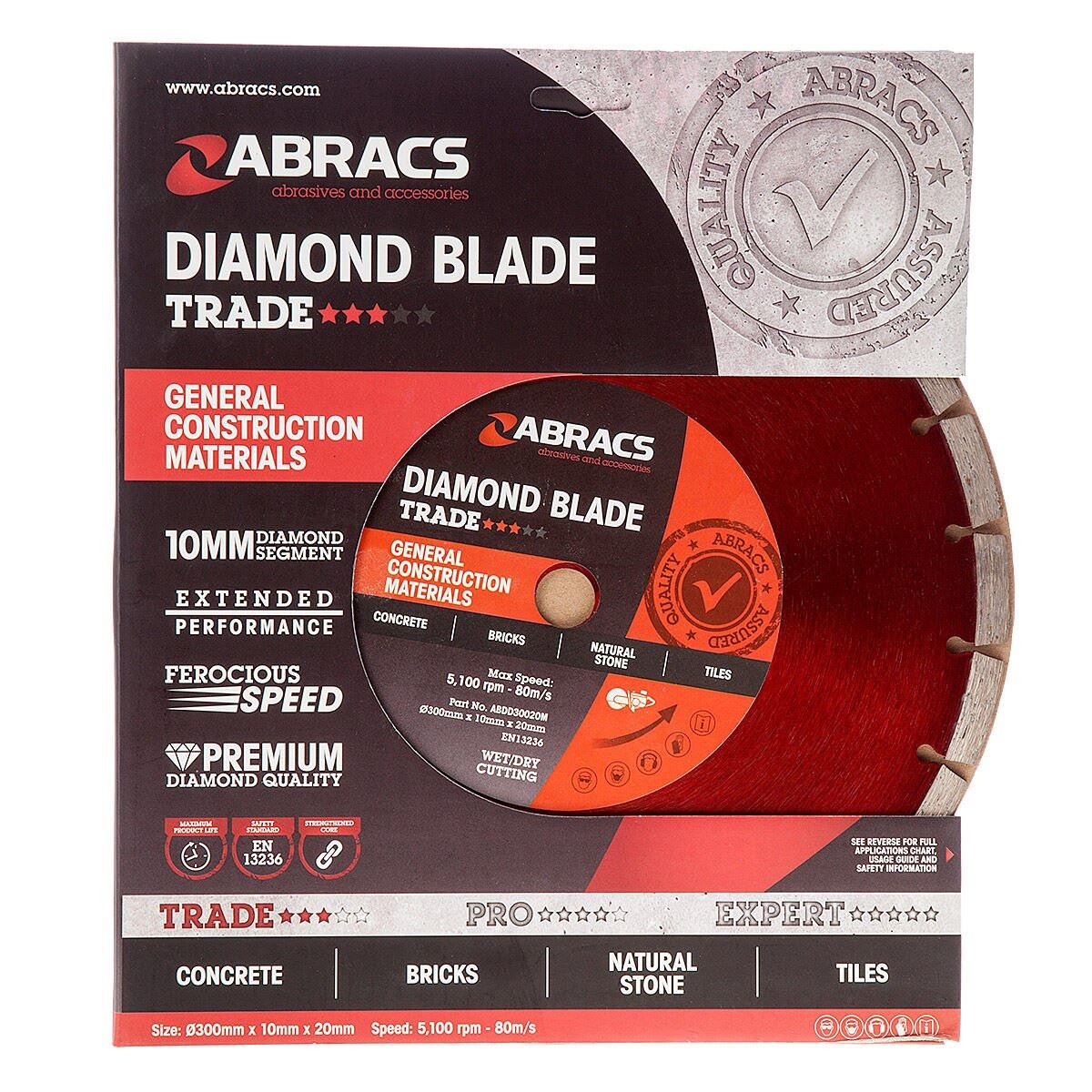Abracs ABDD30020M Lame diamantée 300mm, Usage général