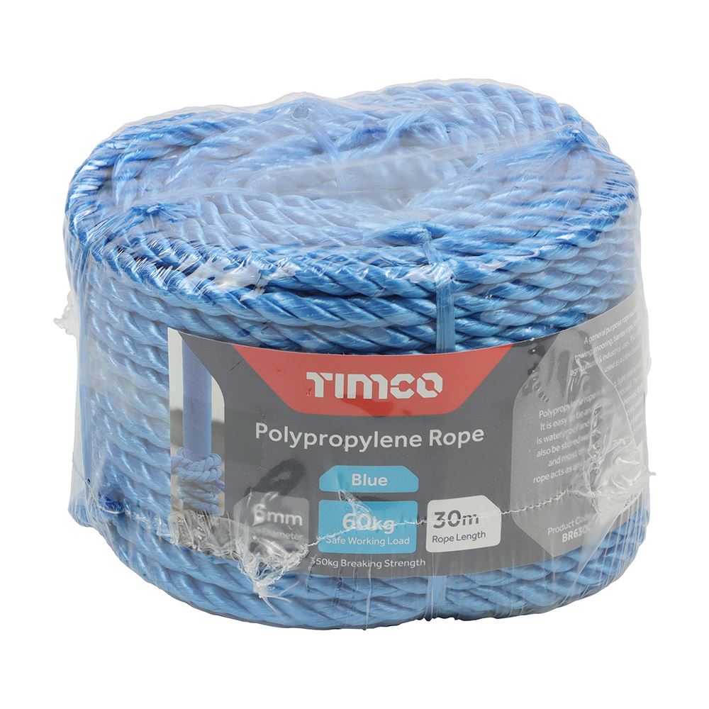 Timco Corda in Polipropilene, Blu, 6mm x 30m Rotolo