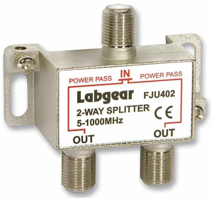 LABGEAR UHF 2-Wege-Splitter mit Power Pass, 5-1000MHz