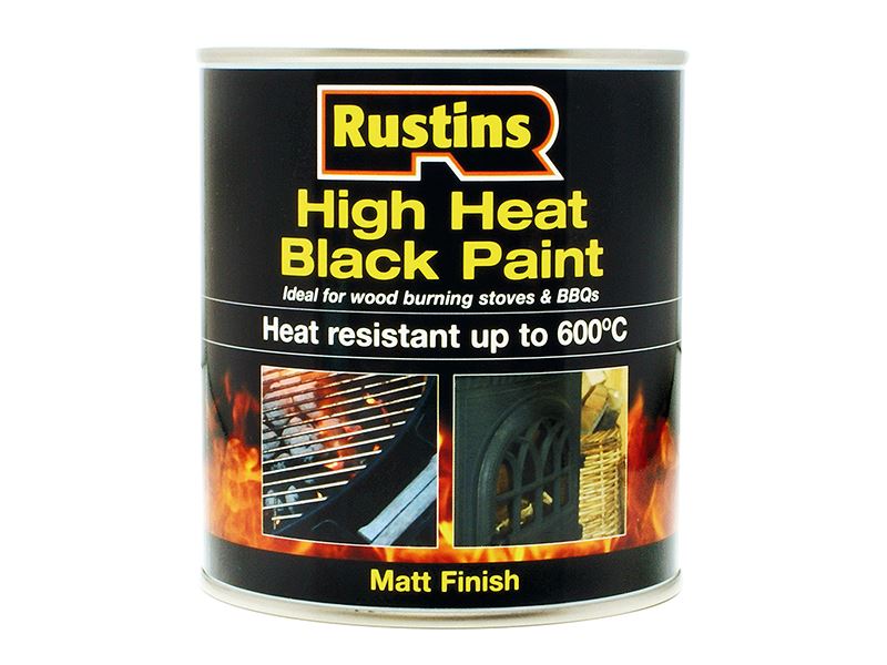 Rustins High Heat Paint 600°C Black, 500ml