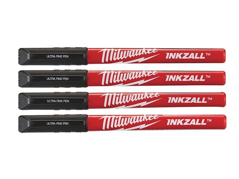 Milwaukee INKZALL™ 極細ペン 0.5mm ブラック 4本パック