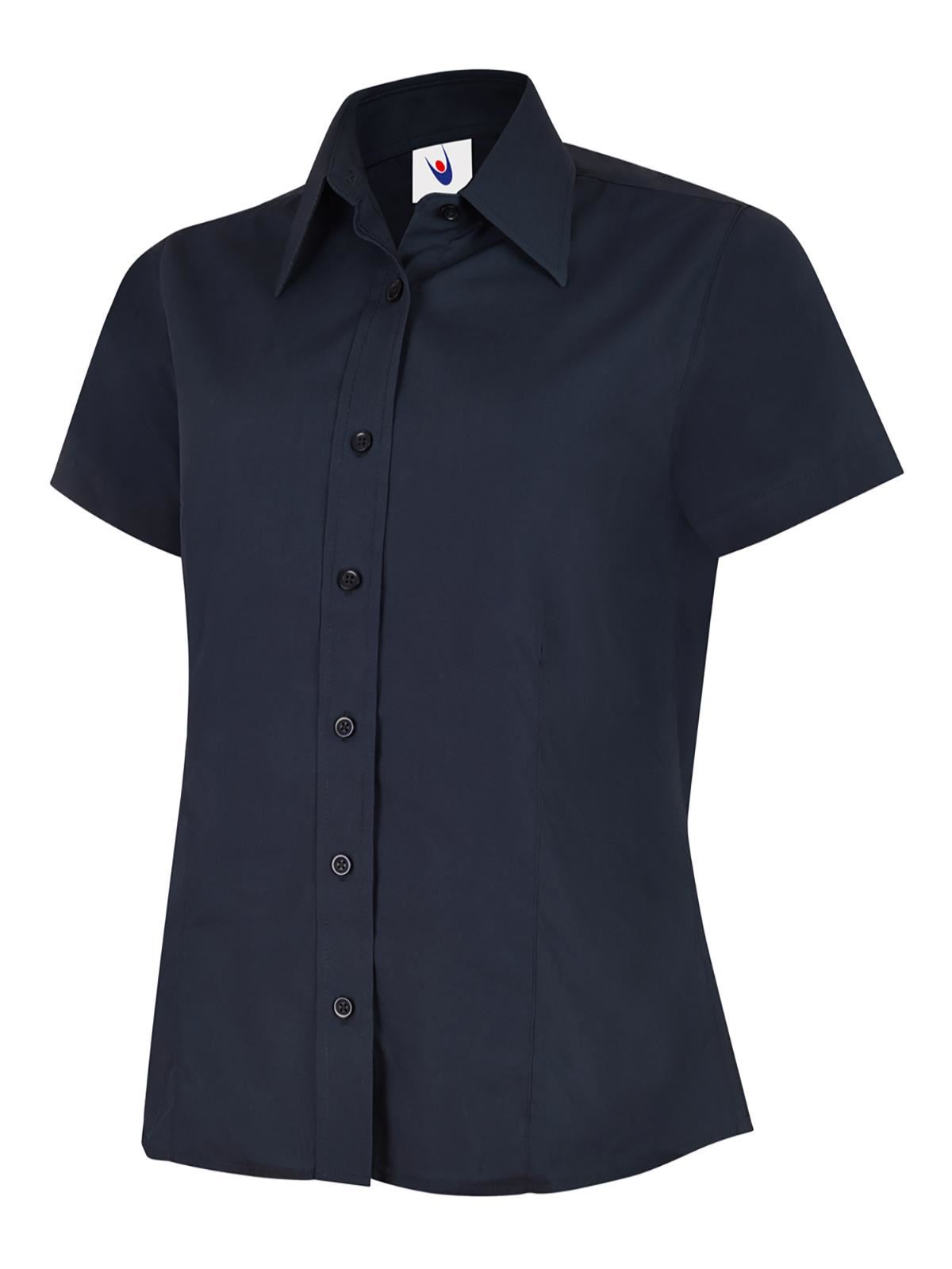 Uneek Ladies' Poplin Half-Sleeve Shirt - Navy - 3XL