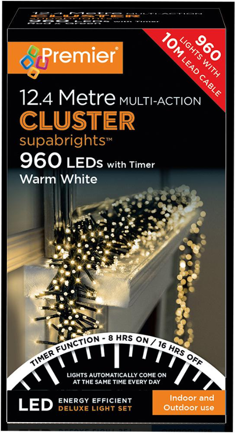 RARAION 960 LED Luci Natalizie a Grappolo Bianco Caldo con Timer