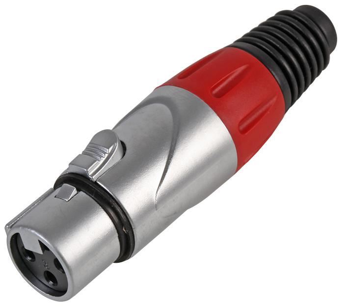 PULSE XLR Socket, 3 Pole, Silver/Red, Cable Mount