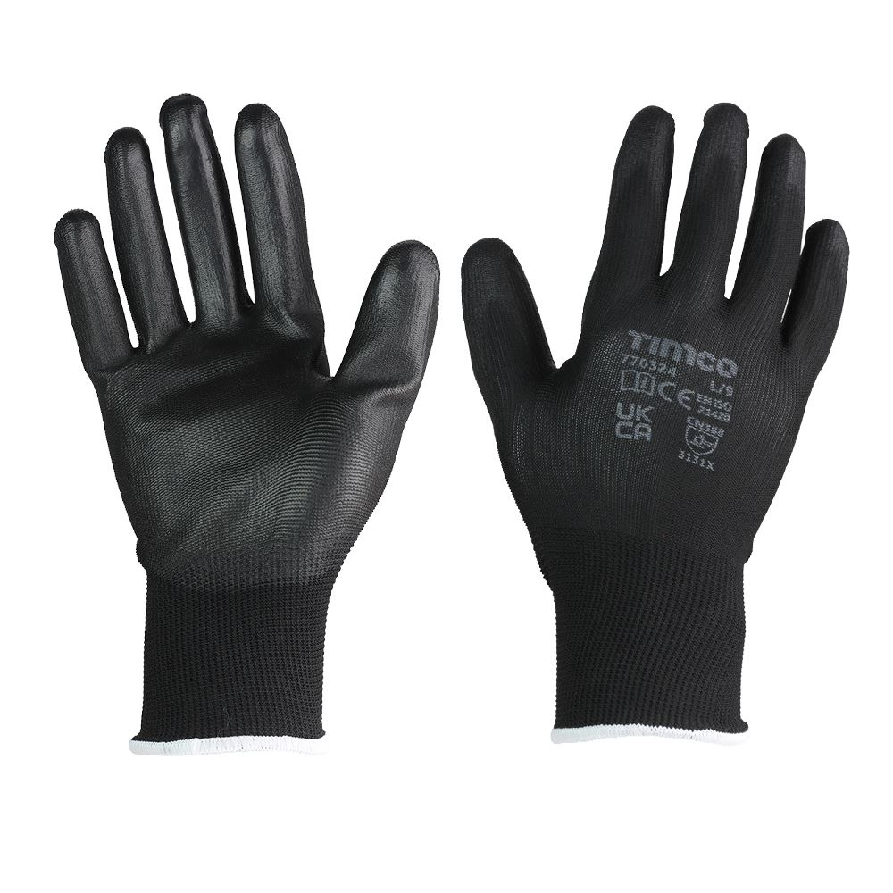 Timco Ανθεκτικά Γάντια με PU Επίστρωση, Μέγεθος Large (12 Ζευγάρια)