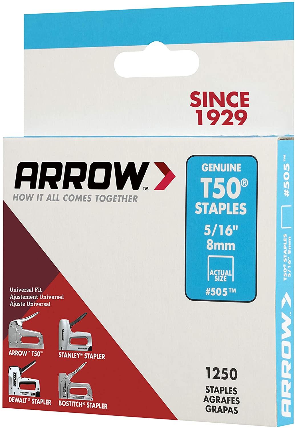 Arrow T50 Staples 8mm (5/16in) Box of 1250