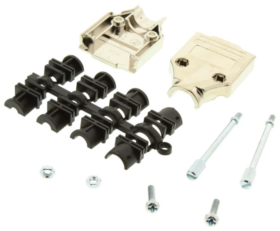 MH CONNECTORS - 9-Polige metallisierte Kunststoff-D-Sub Haube, Oberer Kabeleing