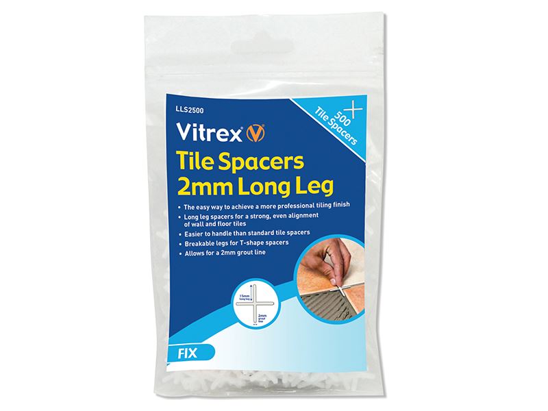Vitrex Long Leg Tile Spacers, 2mm, Pack of 500