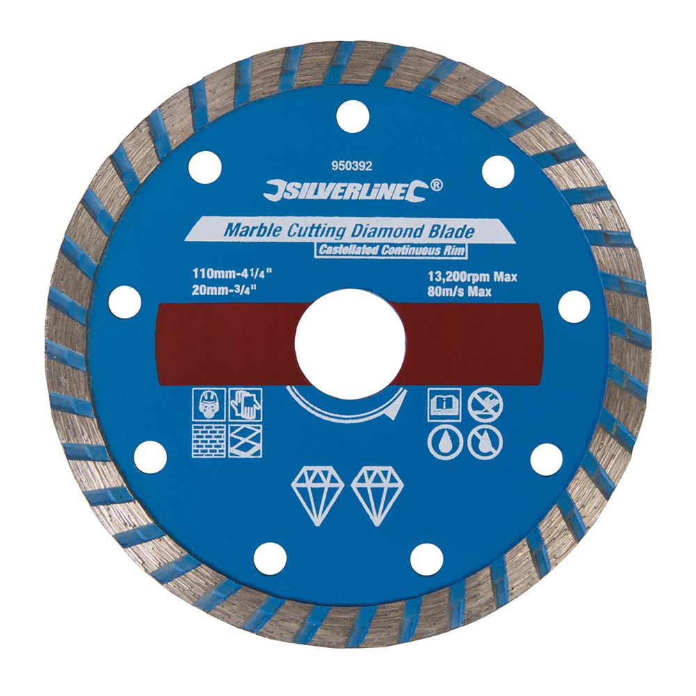 Silverline 110 x 20mm Diamond Blade for Marble & Slate