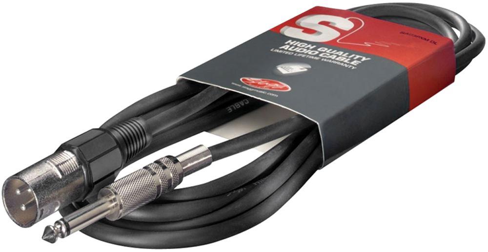 STAGG - Teaghrán 6.35mm Jack go XLR, Fireann go Fireann, 3m, Dubh
